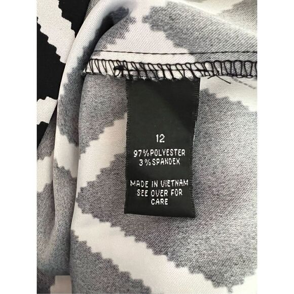 AB Studio Black and White Pattern Shift Dress size 12 - Picture 4 of 8
